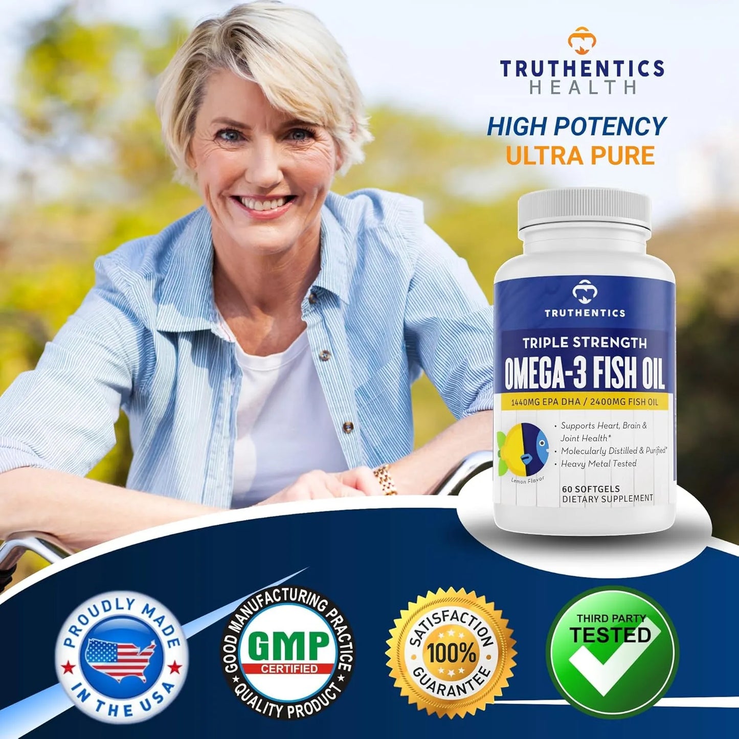 Aceite De Pescado Omega 3 2400 Mg Triple Fuerza Alto Epa Dha Suplemento Salud