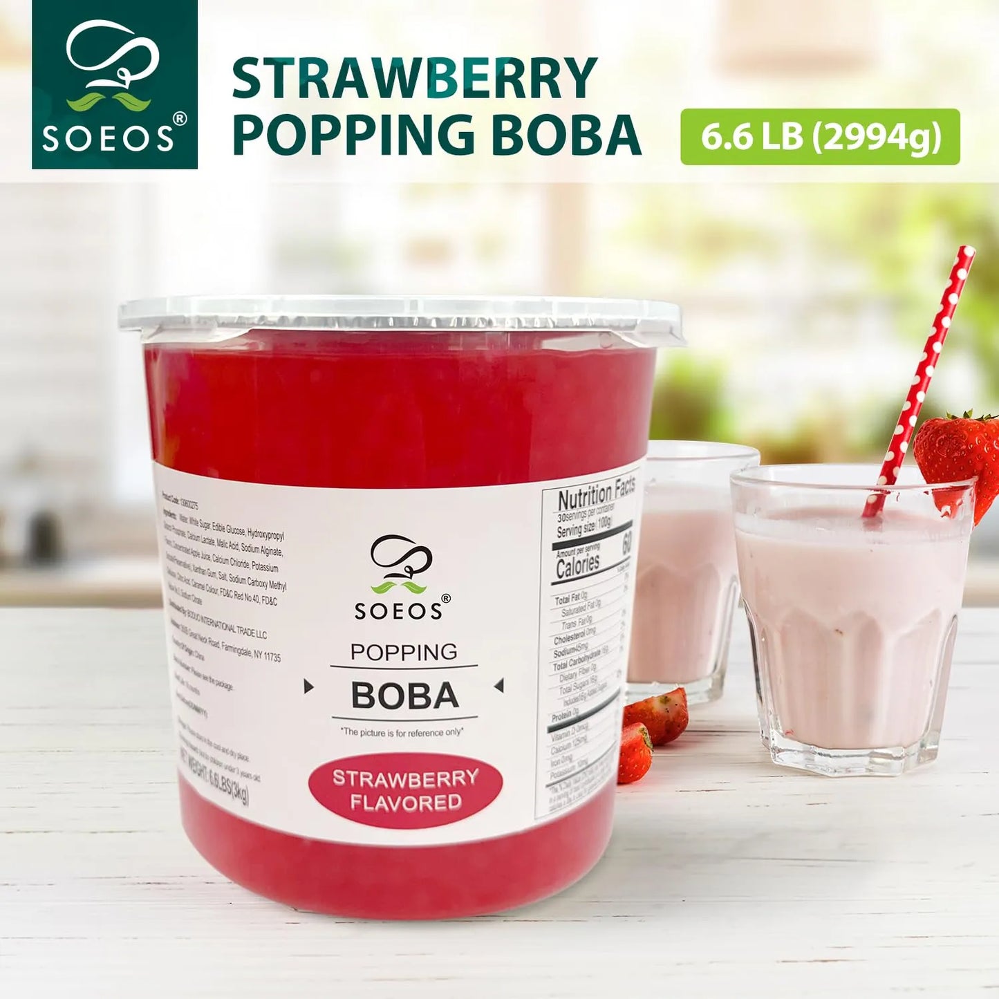 Perlas De Boba De Fresa Explosivas Para Bebidas Y Postres 6.6 Libras