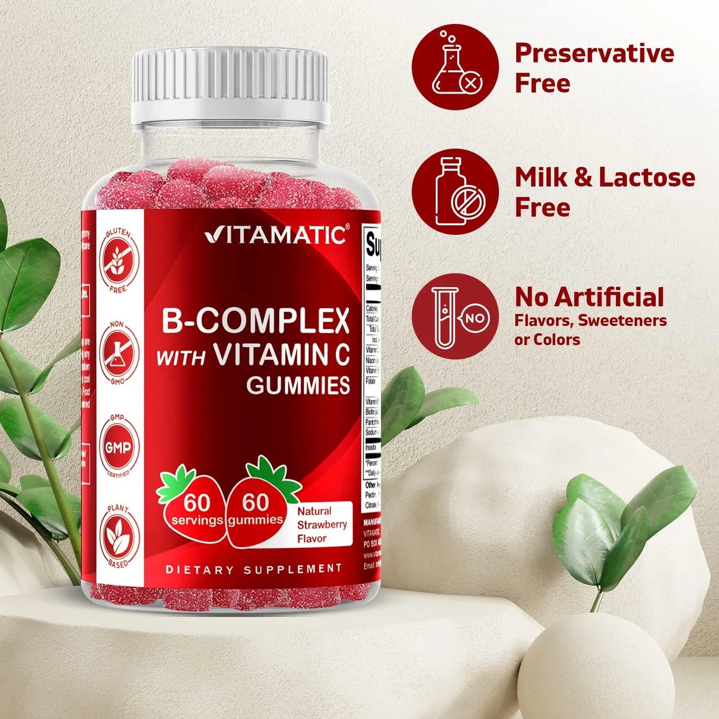 Gomitas De Vitamina B Y C Con Inositol Sabor Fresa 60 Unidades