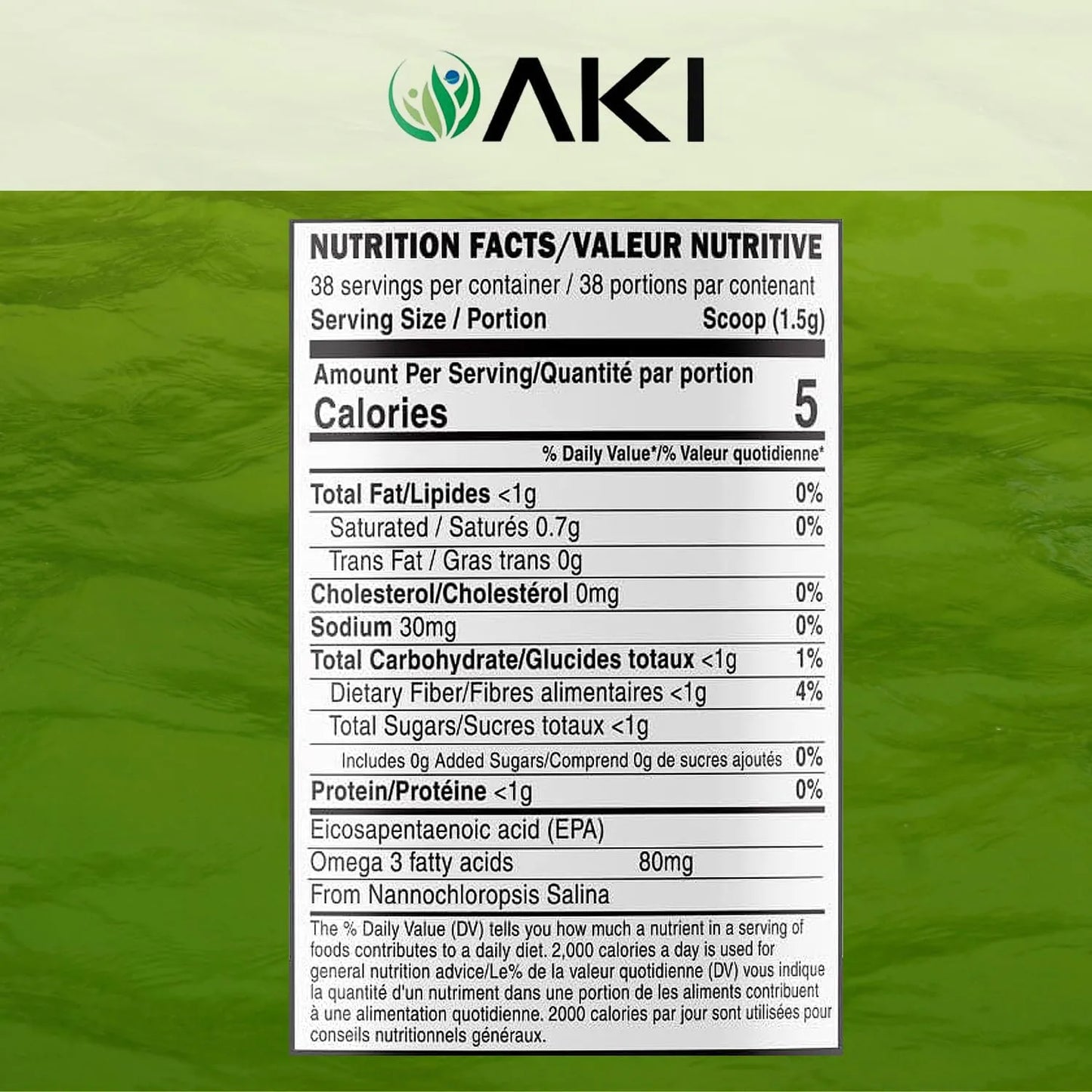 AKI Marine Polvo De Fitoplancton Omega 3 EPA Proteina Vegana Suplemento Nutricional
