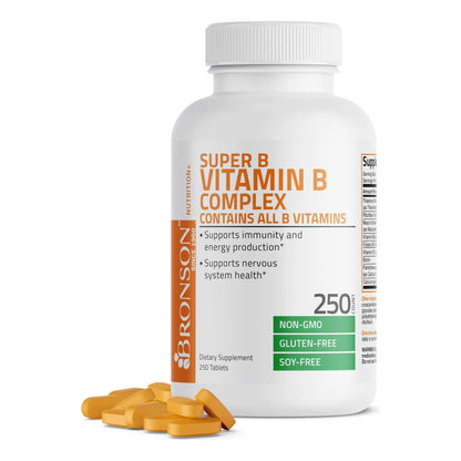 Complejo De Vitaminas B 250 Tabletas Energia Metabolismo Bronson