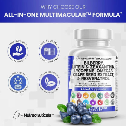 Vitaminas Para Salud Ocular Con Arándano Luteína Zeaxantina 40 Mg Licopeno Resveratrol Omega 3