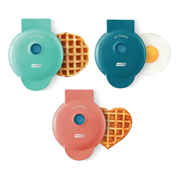 Juego De 3 Minimaquinas Dash Wafflera Corazon Y Parrilla Cocina Rapida