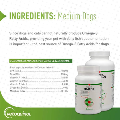 Cápsulas Omega Triglicéridos Para Perros Raza Media 30-60 Libras 60 Unidades