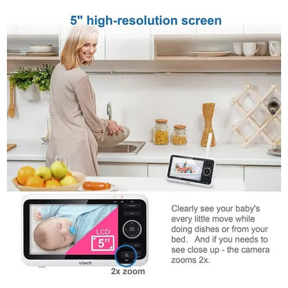 Monitor De Video Para Bebes Vtech Vm350 2 Pantalla 5 Pulgadas Vision Nocturna