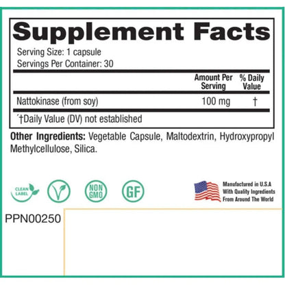 Nattoquinasa 100 Mg 30 Capsulas Flujo Sanguineo Saludable Circulacion Optima