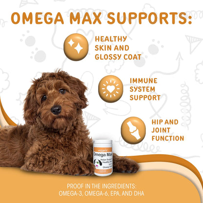 Omega Max Masticables Para Perros Aceite De Salmón Y Linaza Suplemento Para Piel Y Pelaje