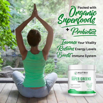Superalimento En Polvo Orgánico Verde Nutrii Super Greens Digestion Energía Inmunidad