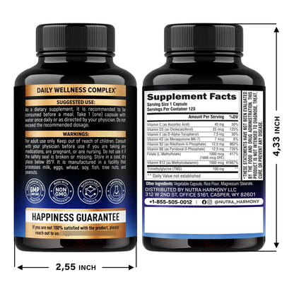 Multivitaminico Metilado Complejo B Con Metilfolato Y B12 Para Energia Y Enfoque