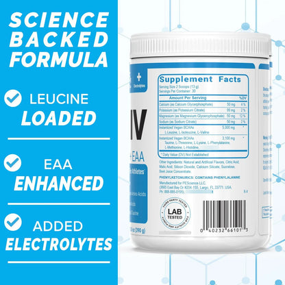 Amino IV Uva Frambuesa Polvo BCAA EAA 60 Porciones Con Electrolitos