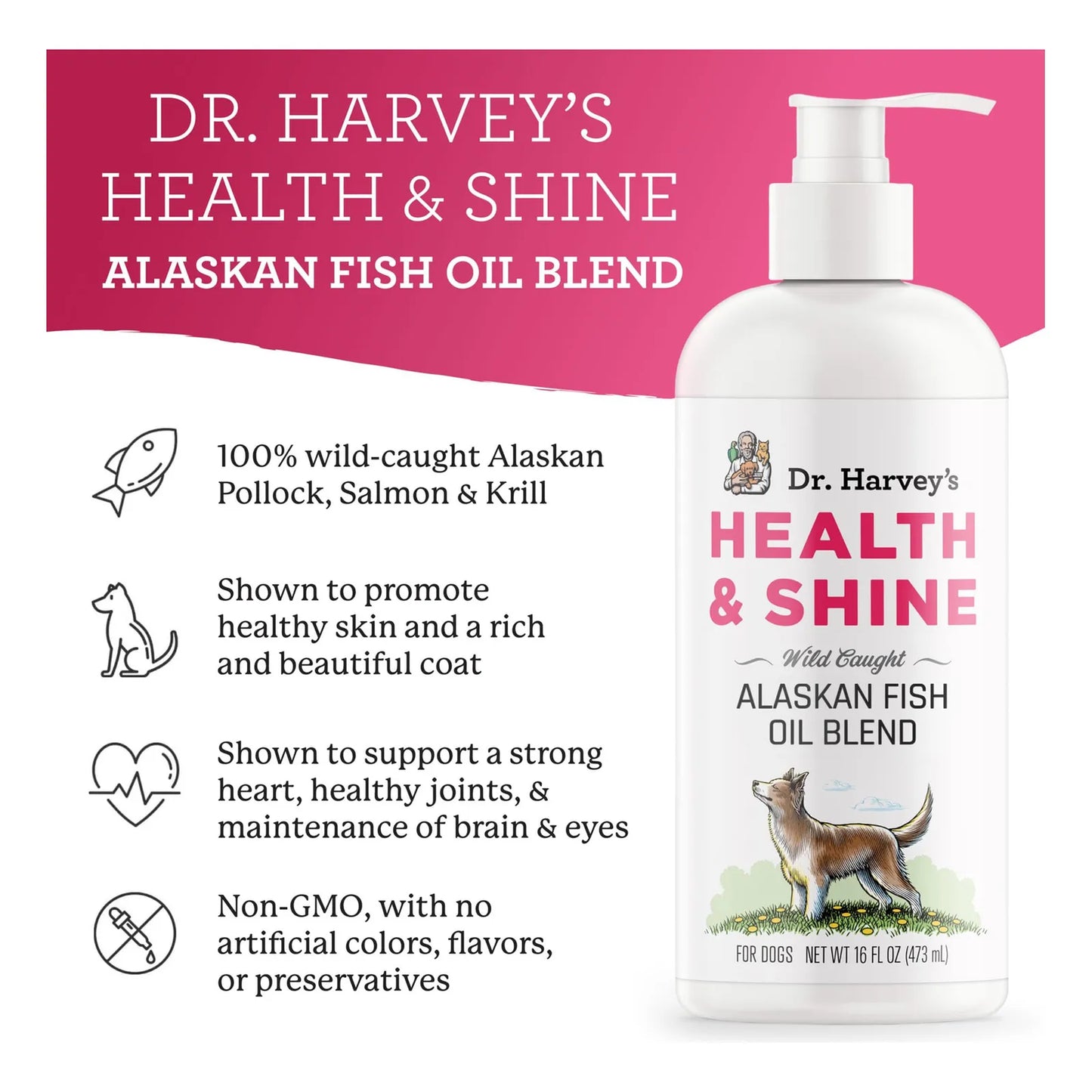 Aceite De Salmon Y Krill Para Perros Dr Harveys Health Shine 16 Oz