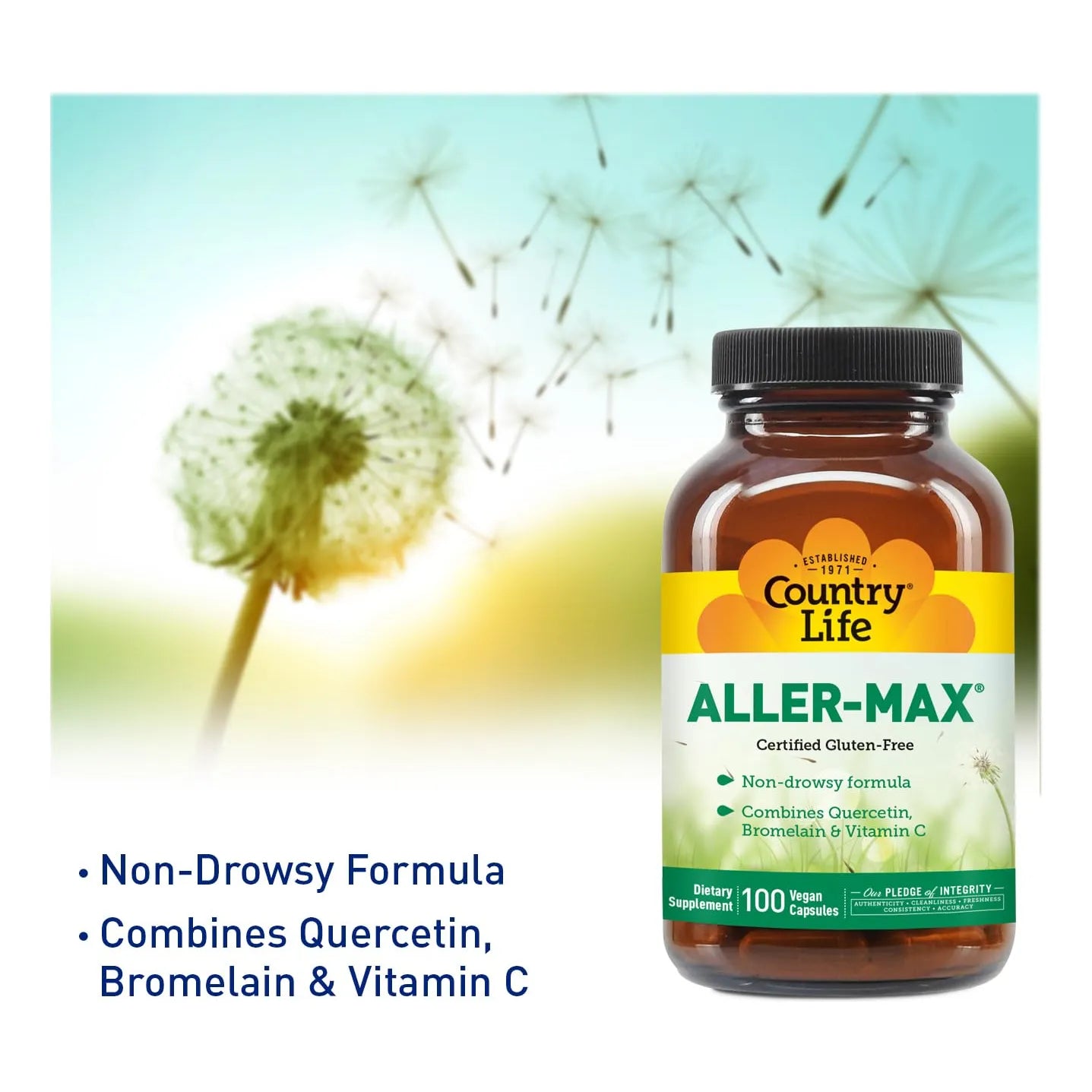 Aller Max Quercetina Bromelina Vitamina C Cápsulas Vegetarianas 100 Unidades