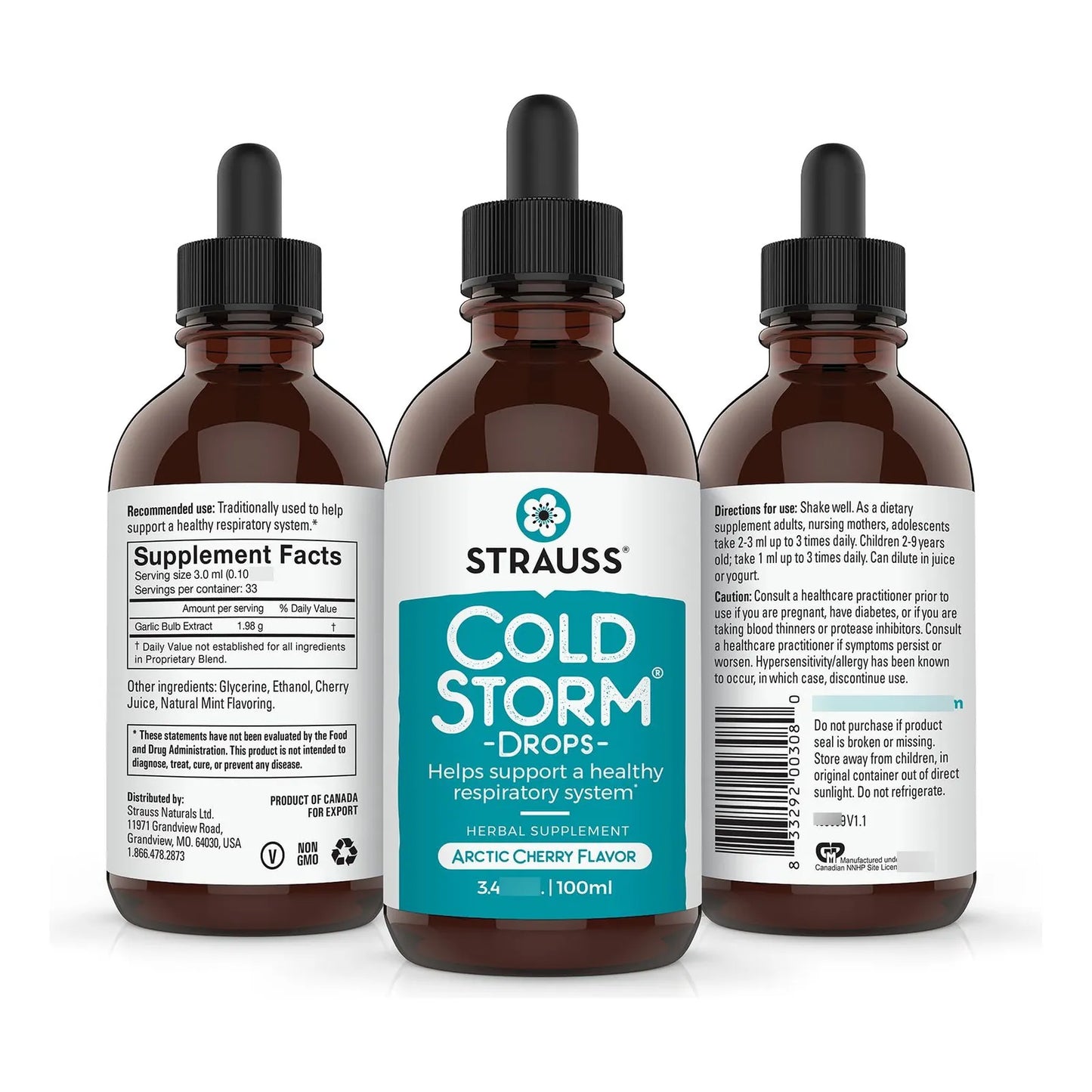 Gotas De Apoyo Inmunológico Y Respiratorio Sabor Cereza Ártica Strauss Naturals