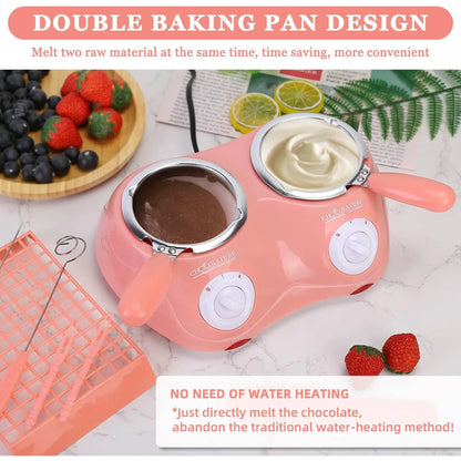 Mini Fuente De Chocolate Doble Olla 8.45 Onzas Temperatura Ajustable Portatil