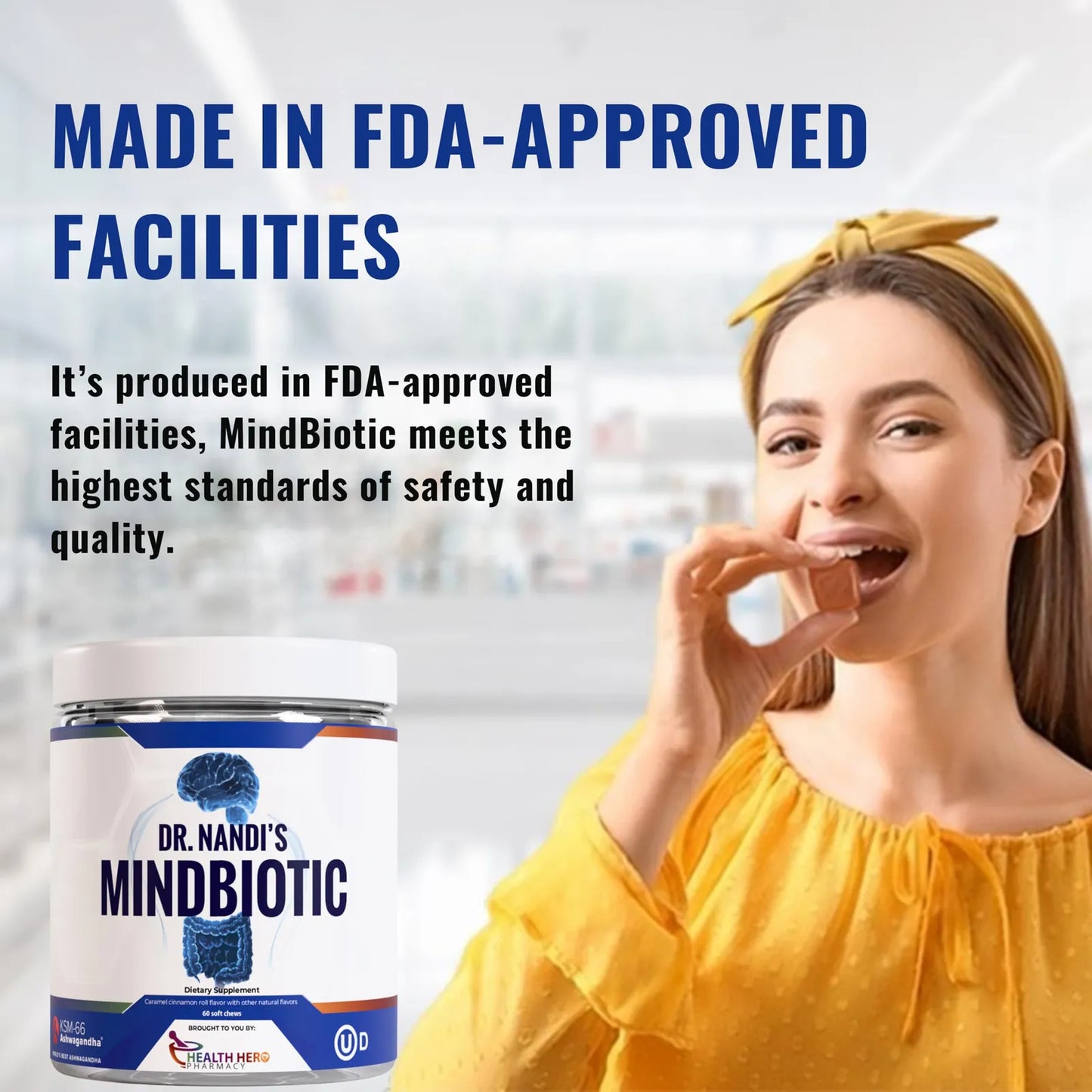 MindBiotic Suplemento Salud Cerebral Probióticos Prebióticos Ashwagandha KSM66 60 Cápsulas