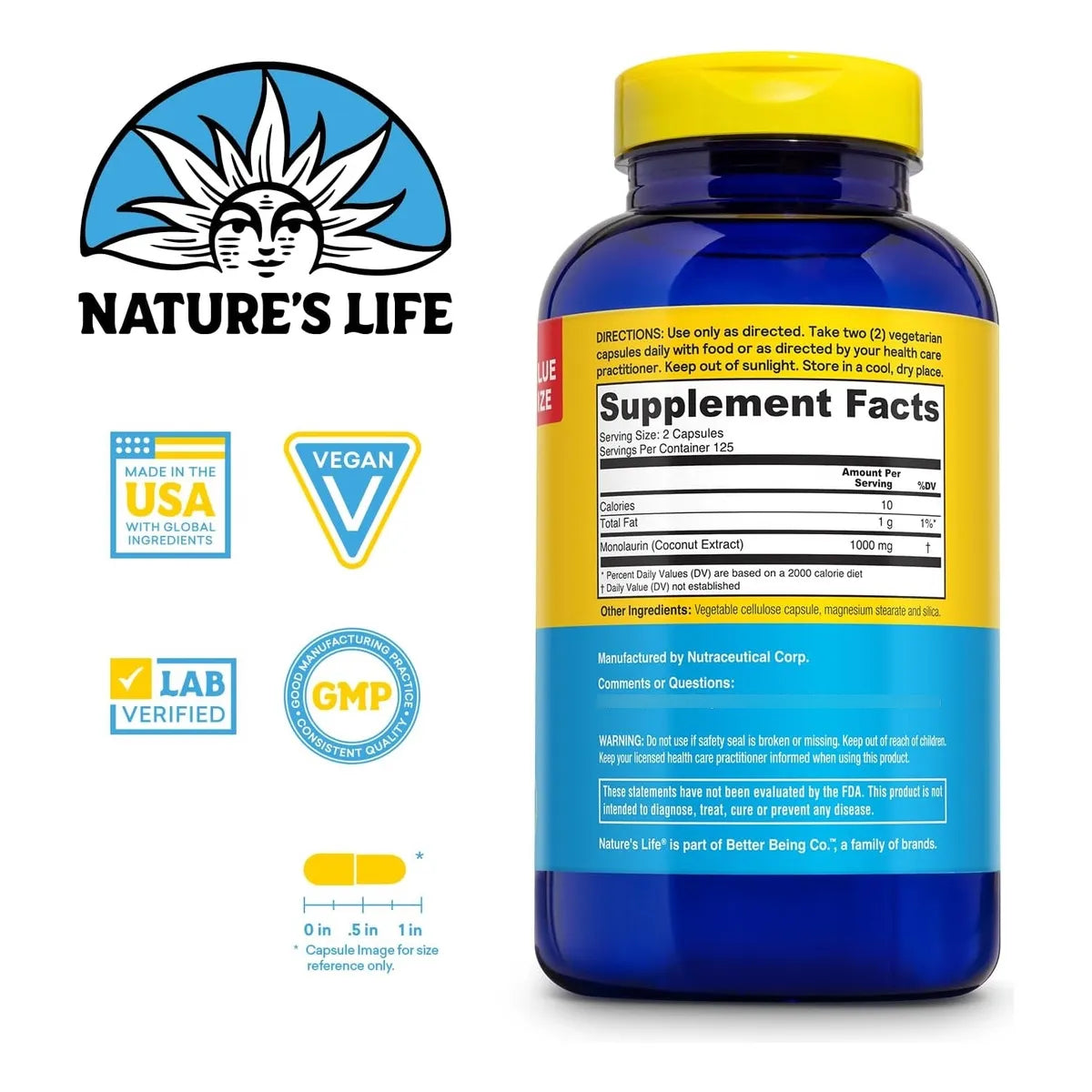 Monolaurina De Coco Crudo 1000 Mg Apoyo Inmunologico Y Salud Intestinal