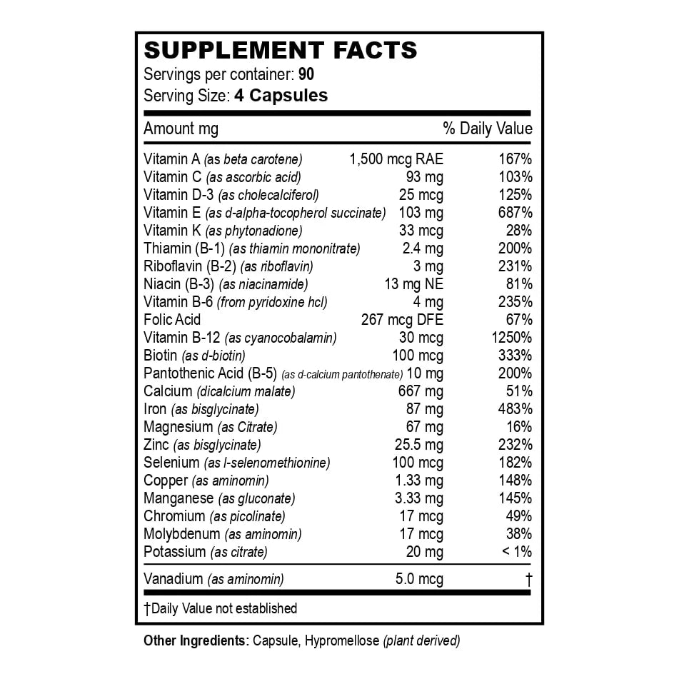 Multivitaminas Bariátricas Multi Plus 360 Cápsulas Absorción Rápida Con Hierro
