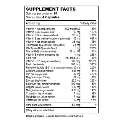Multivitaminas Bariátricas Multi Plus 360 Cápsulas Absorción Rápida Con Hierro