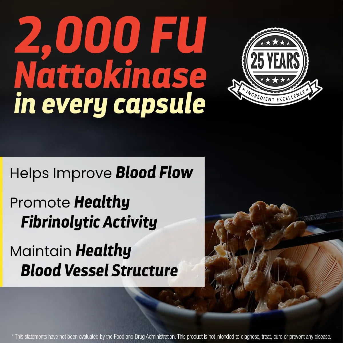 Nattokinase 2000 FU Suplemento Cardiovascular 90 Cápsulas Sin Gluten