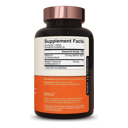 Vitamina K2 D3 5000 Ui Menaq7 Salud Osea Cardiaca 120 Capsulas