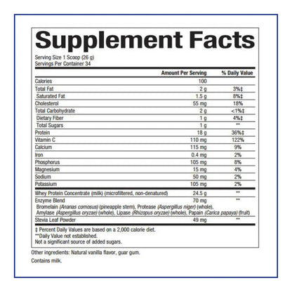 Proteina De Suero De Leche Natural Sabor Vainilla Francesa 2 Libras Paquete De 6
