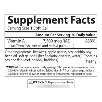 Vitamina A 25000 Ui Con Pectina Para Vision Nocturna Y Piel Saludable 300 Capsulas