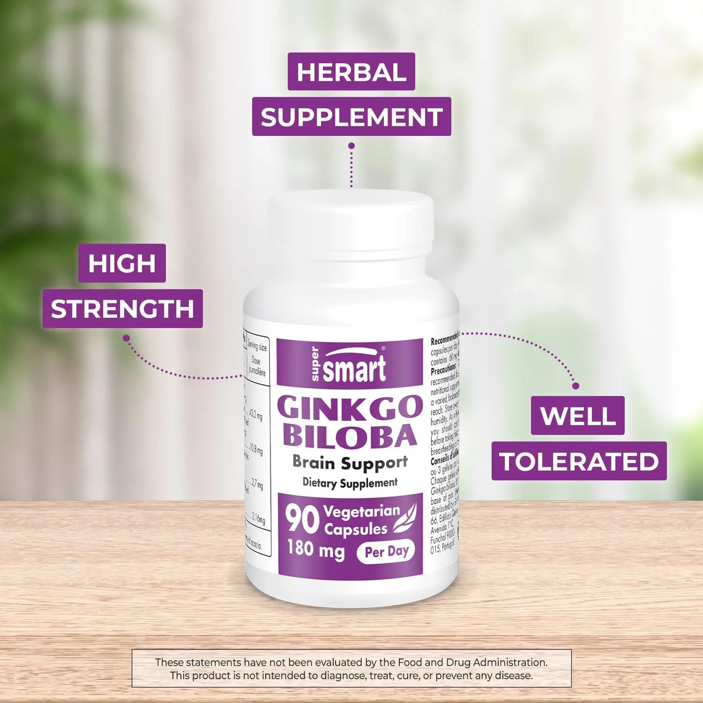 Ginkgo Biloba 180 Mg Extracto Estandarizado 24 Flavonglicos Mejora Memoria Y Circulacion