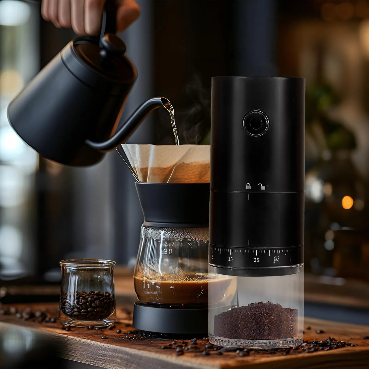 Molinillo De Café Ajustable 38 Niveles Recargable 1500 Mah Ideal Para Hogar Y Viajes