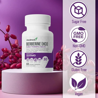 Berberina 500mg Con Canela Y Cúrcuma Suplemento Vegano Para Azúcar Y Metabolismo