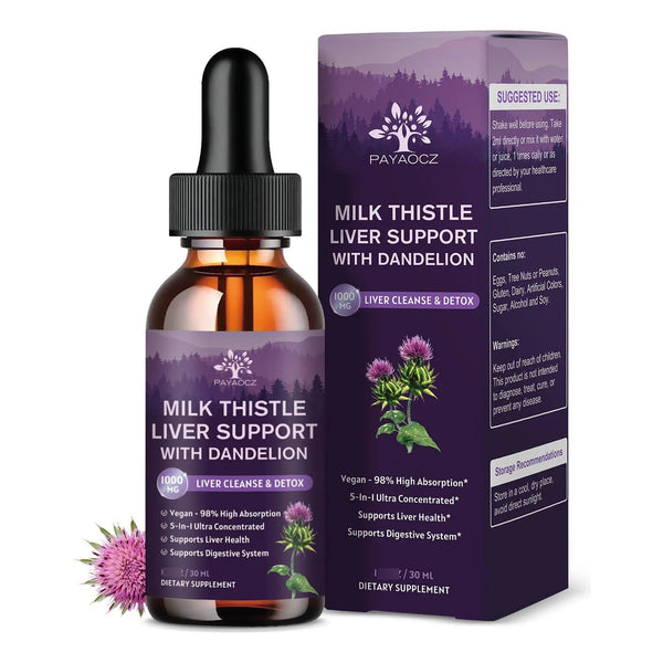 Gotas Líquidas Cardo Mariano Y Diente De León 1000 Mg Desintoxicación Hepática