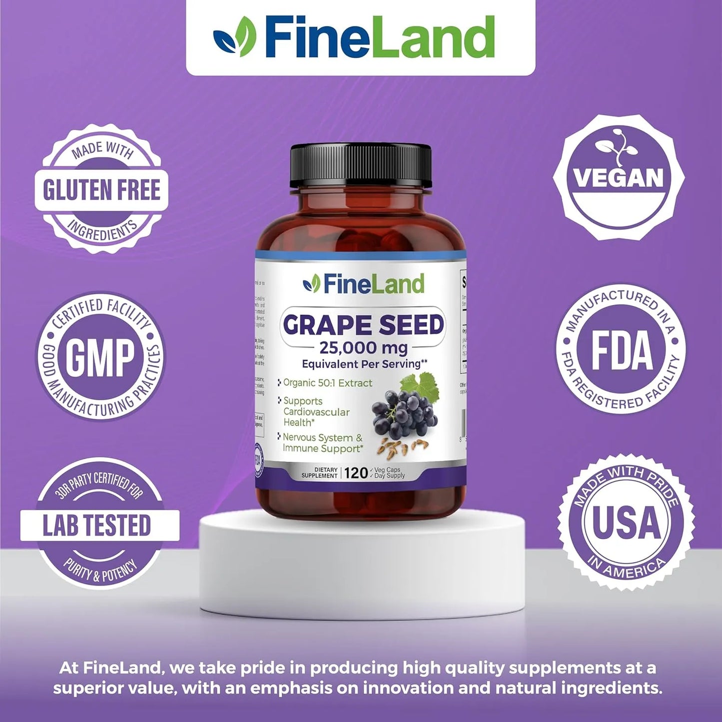 Extracto De Semilla De Uva 50 1 25000 Mg Antioxidante Apoyo Cardiaco E Inmunologico