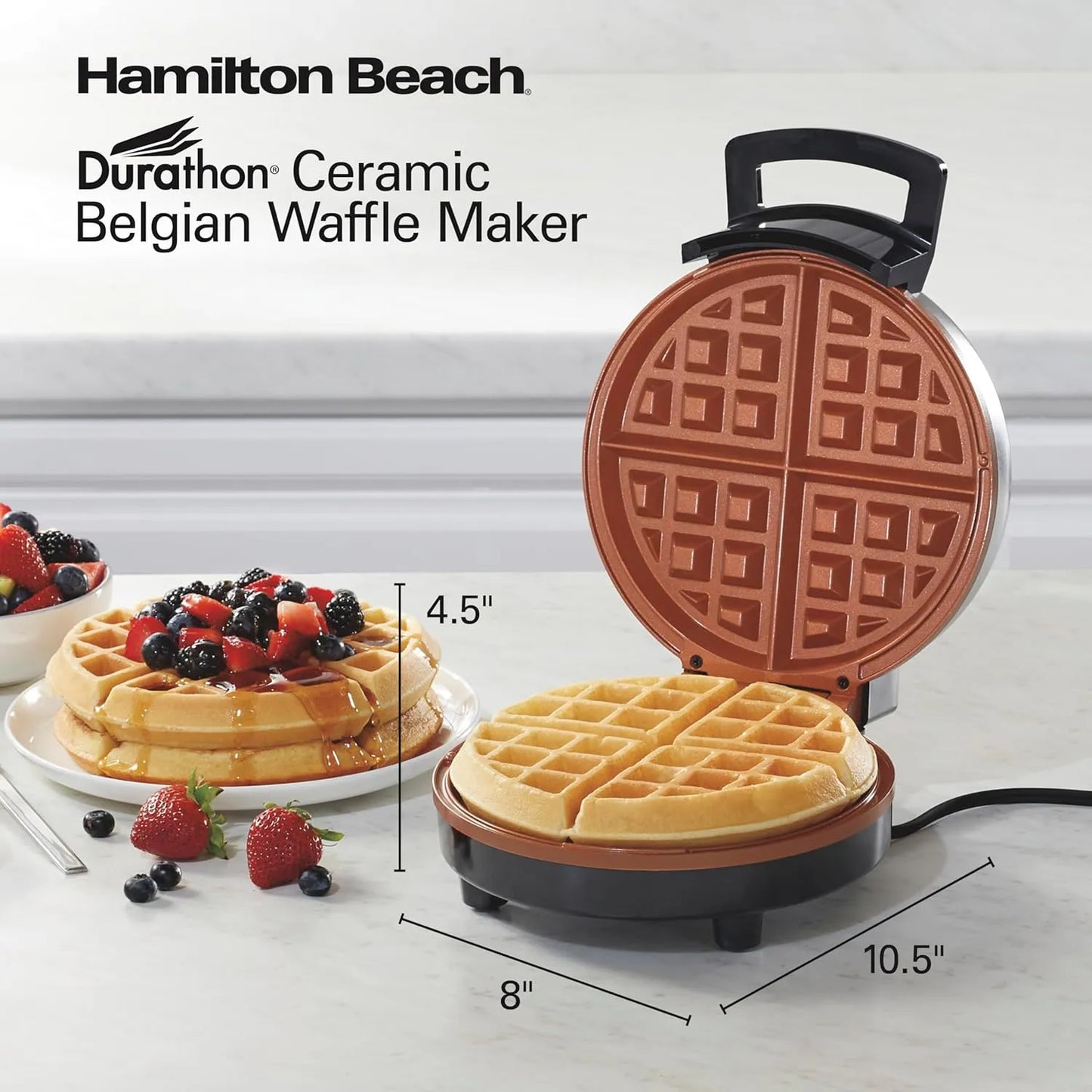 Fabricador De Gofres Hamilton Beach Con Placas Ceramica Antiadherentes Sin Pfas