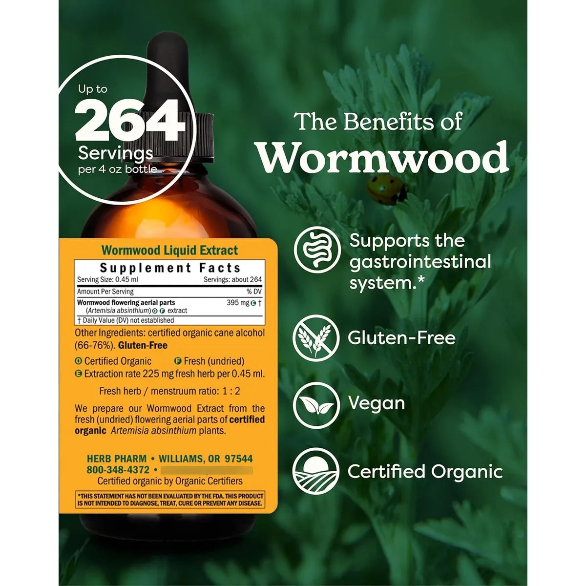 Extracto Liquido De Ajenjo Organico Certificado 118ml Apoyo Digestivo Natural