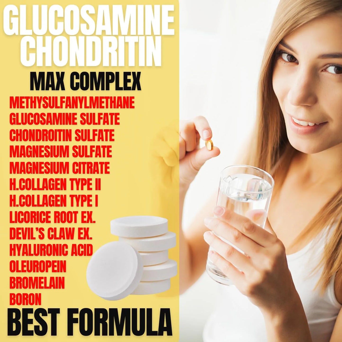 Glucosamina Condroitina Con Cúrcuma Y MSM 60 Tabletas Para Articulaciones