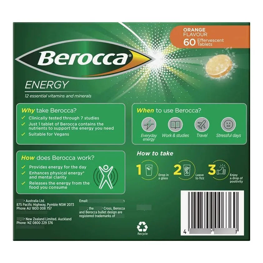 Tabletas Efervescentes Energéticas De Vitamina B Y C Sabor Naranja Paquete De 60