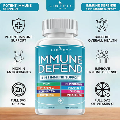 Defensa Inmunológica 8 En 1 Vitaminas Zinc 50 Mg Vitamina C Saúco D3
