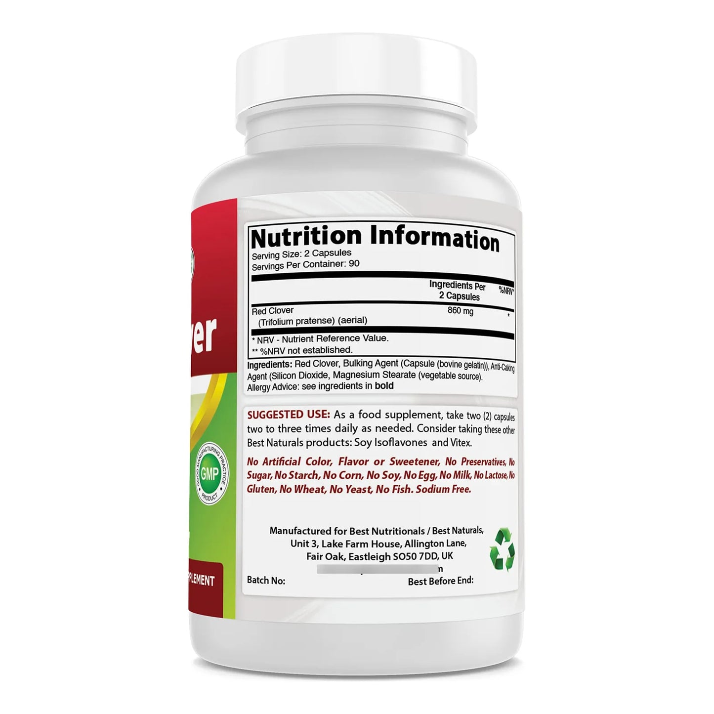 Trébol Rojo 430 Mg 180 Cápsulas Naturales Para Salud Y Bienestar