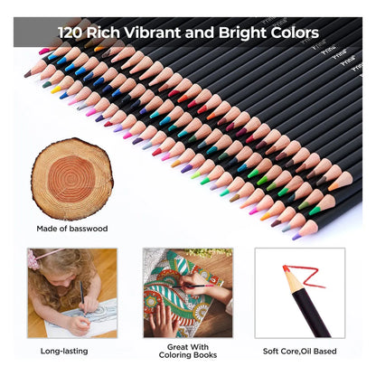 Juego 120 Lapices Colores Profesionales Para Adultos Libros Colorear Arte Terapia