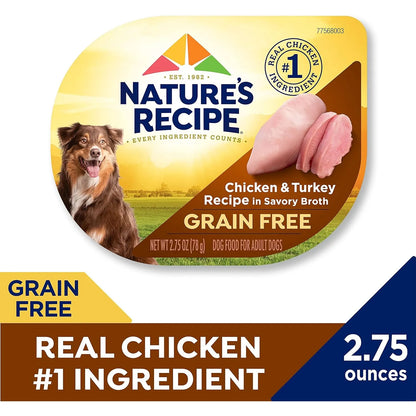 Alimento Humedo Sin Cereales Para Perros Sabor Pollo Y Pavo Nature’s Recipe Pack X12
