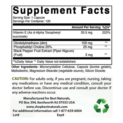 Suplemento DIM 100 Mg 120 Cápsulas Equilibrio Hormonal Y Metabolismo