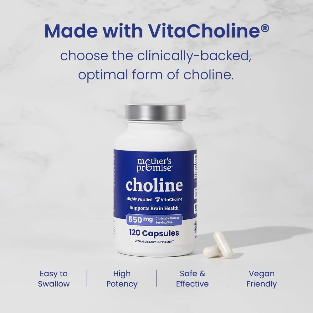 Suplemento De Colina 550 Mg VitaCholine Para Desarrollo Cerebral Del Bebé Y Función Cognitiva
