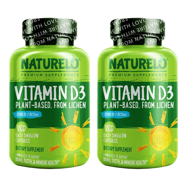 Vitamina D3 Vegana 2500 UI Líquenes 180 Cápsulas Salud Ósea E Inmunidad