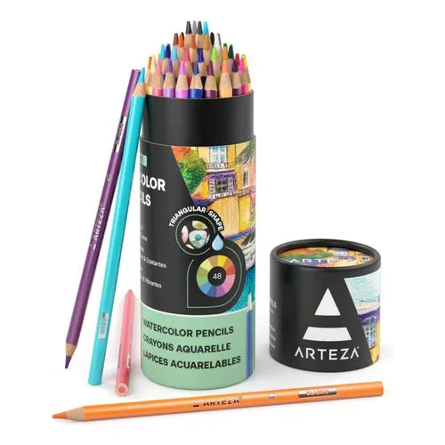 Set 48 Lápices Acuarelables Dibujo Acuarela Premium Arteza Colores Brillantes Efecto Acuarela