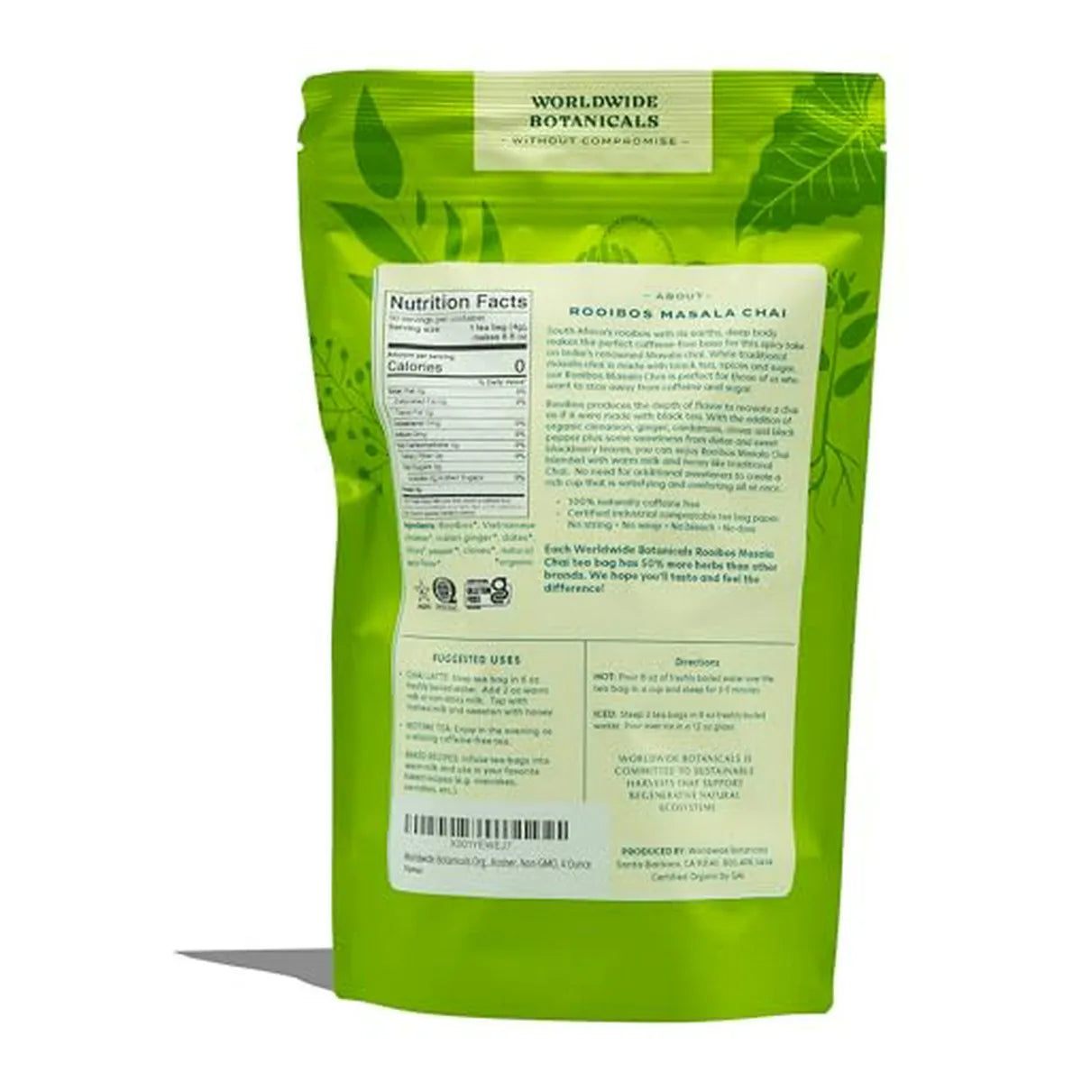 Té De Hierbas Orgánico Rooibos Masala Chai 50 Bolsas Sin Cafeína