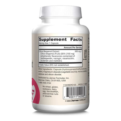 Jarrow Formulas Bergamota Citrica 500 Mg 120 Caps Suplemento Cardiovascular Y Metabolico