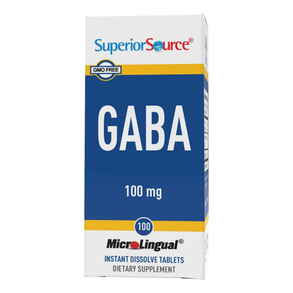 Tabletas Microlingües GABA 100 Mg Disolución Rápida 100 Unidades Apoyo Cerebral Y Relajación