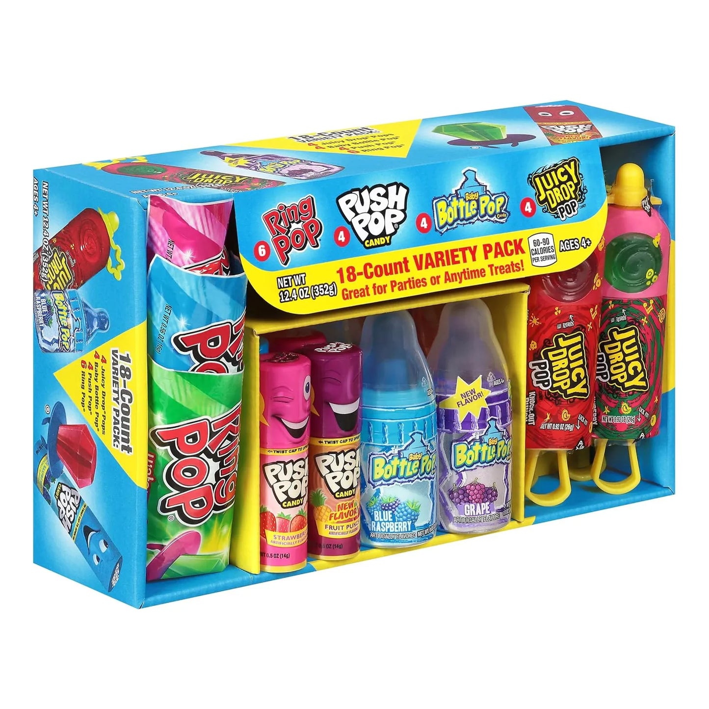 Surtido De 18 Paletas Ring Pop Push Pop Juicy Drop Sabores Afrutados