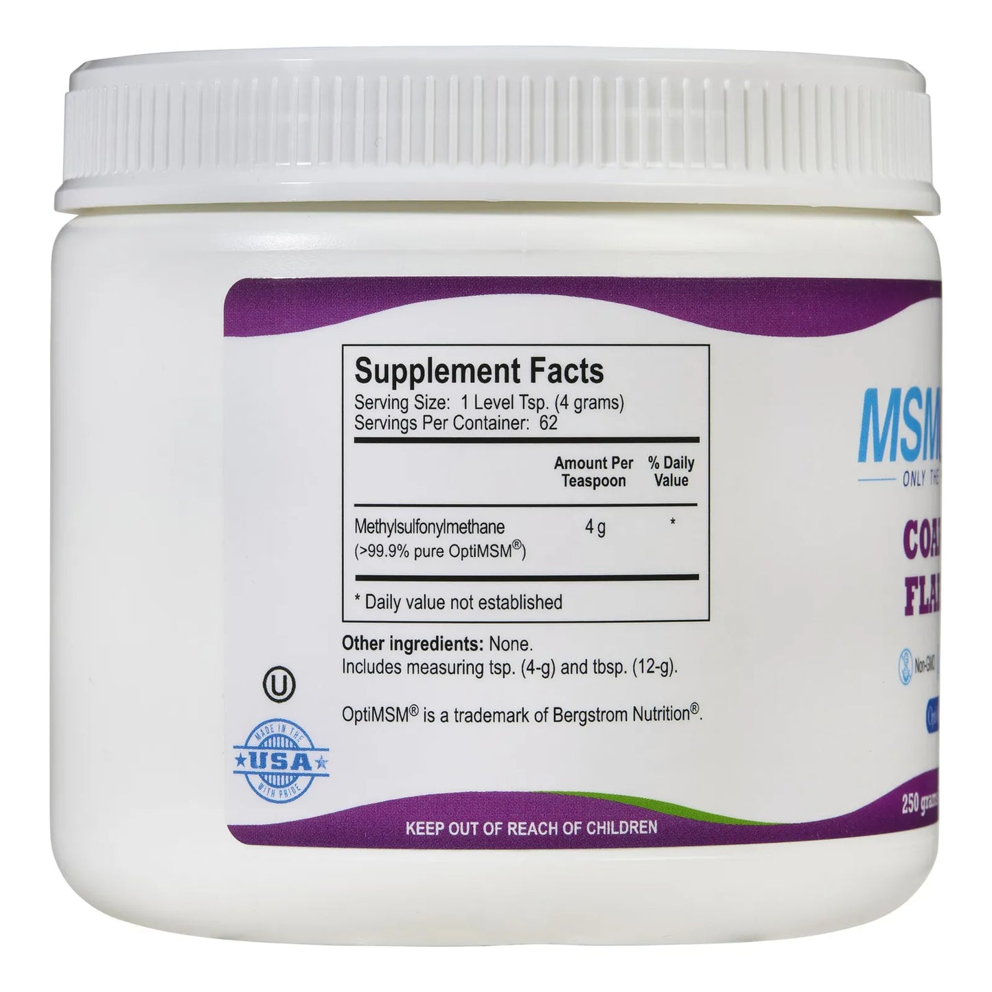 Cristales De Azufre Orgánicos MSM Pure Fruit Punch 250g Apoya Articulaciones Y Piel
