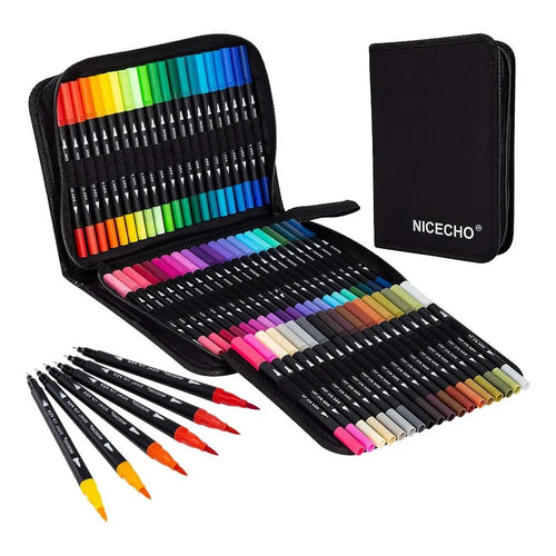 Nicecho Art Markers Dual Brush Pen 60 Colores Marcadores Profesionales Punta Fina Y Pincel