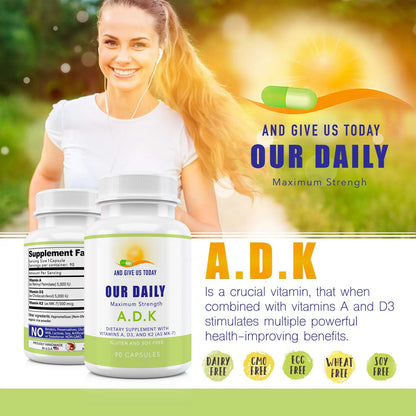 Suplemento Vitamina A D3 K7 MK7 Huesos Fuertes Sistema Inmune Cápsulas